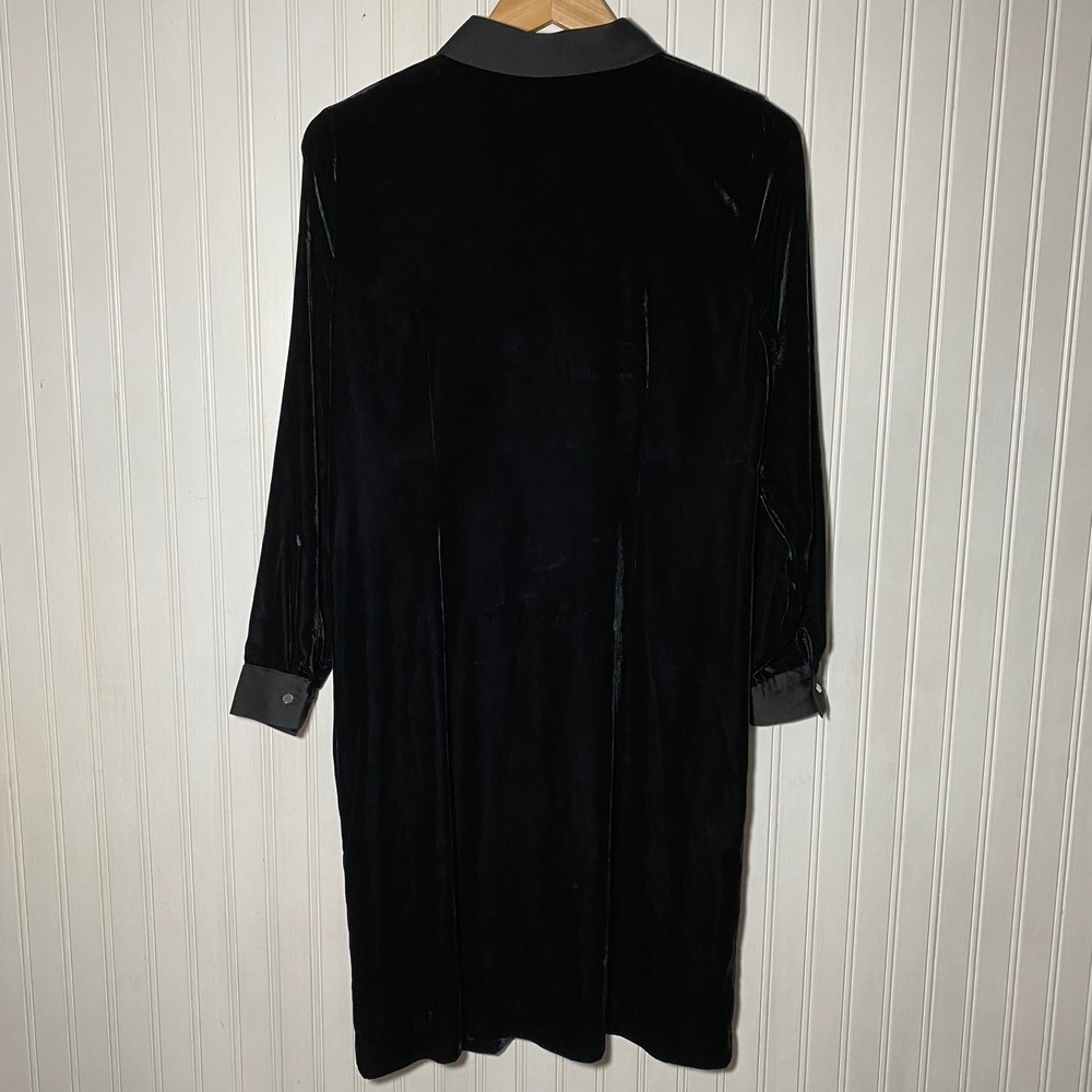 NWT Talbots Whimsigoth Black Crushed Velvet Satin Collar Shift Dress Velour - M - Picture 7 of 10